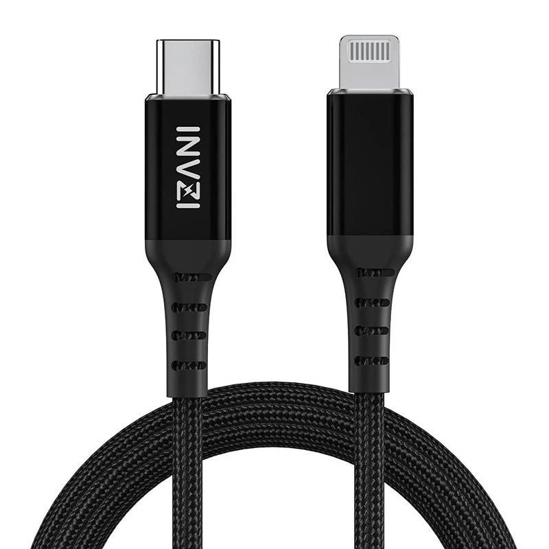 Cablu USB-C către Lightning INVZI, MFi, 2m (negru)