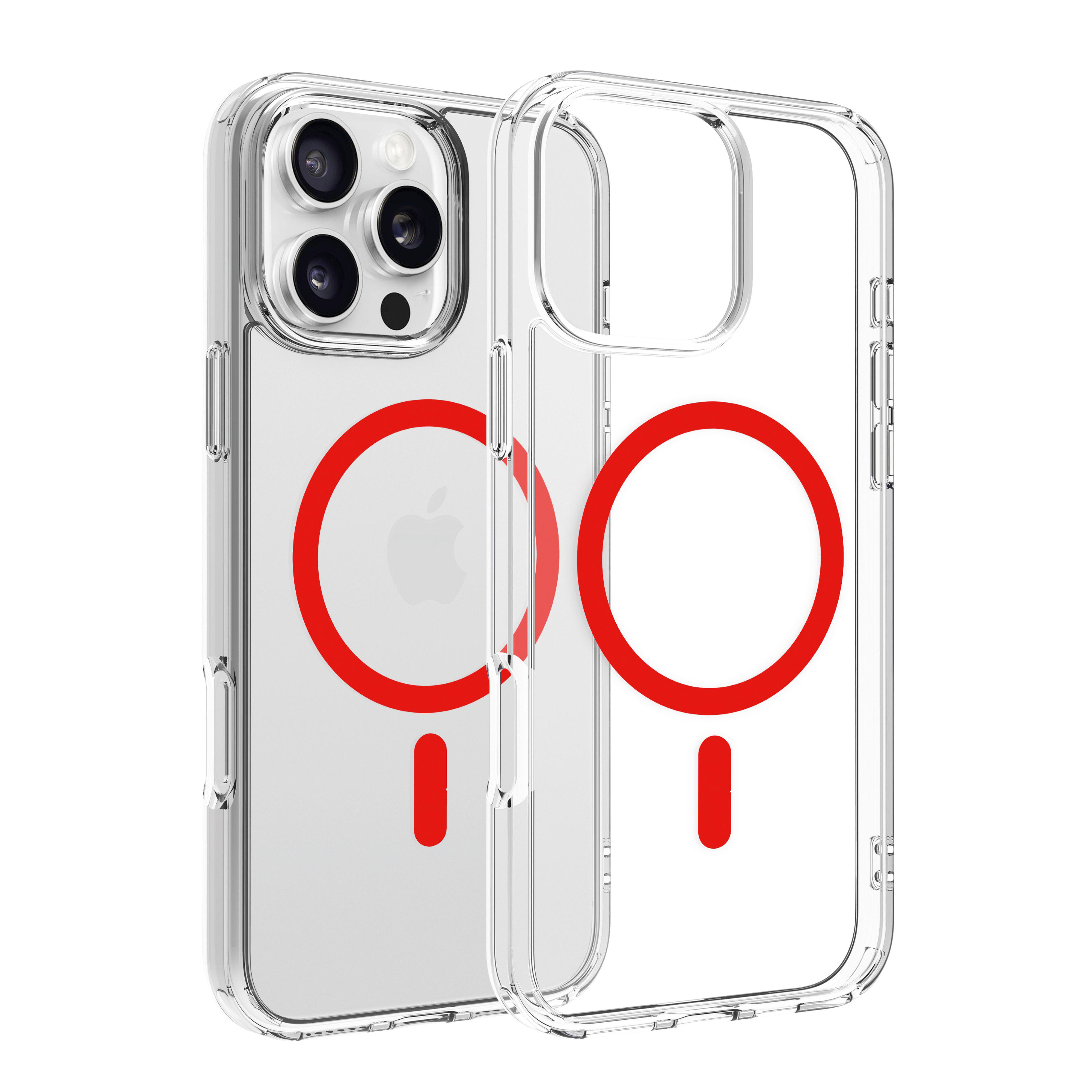 Husa Transparentă Dviced Magsafe pentru iPhone 16 Pro Max – Roșie