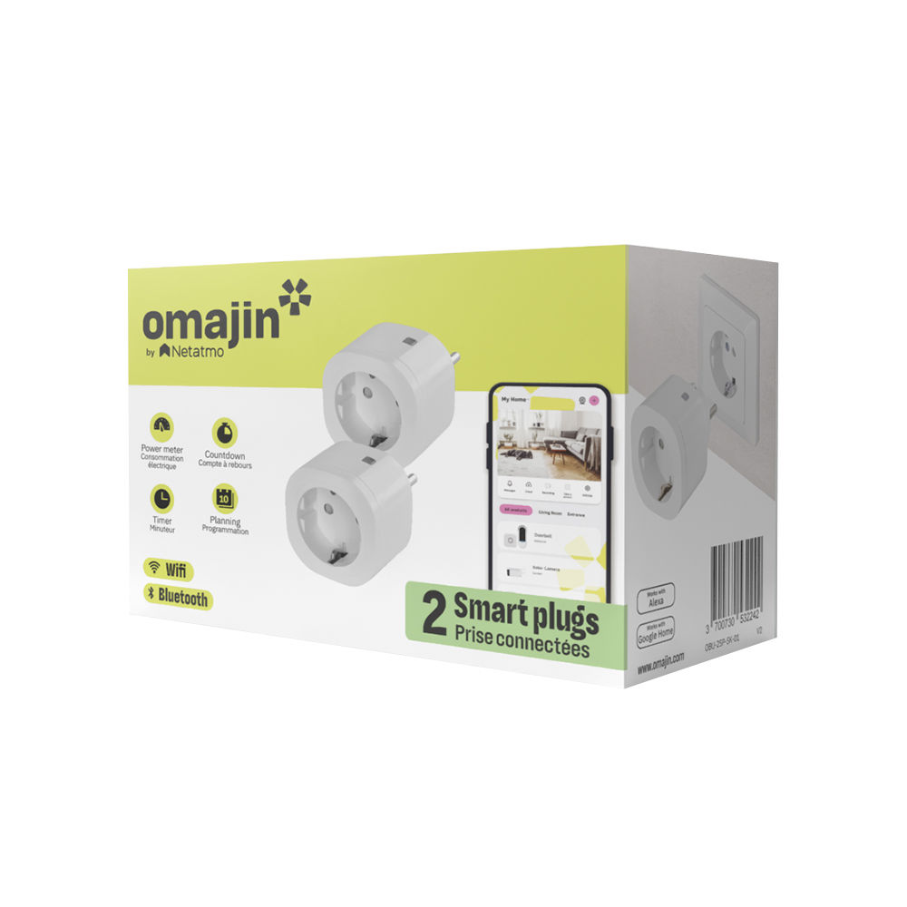 Πακέτο 2 Έξυπνων Πριζών, Ασύρματων, Tuya, Omajin by Netatmo