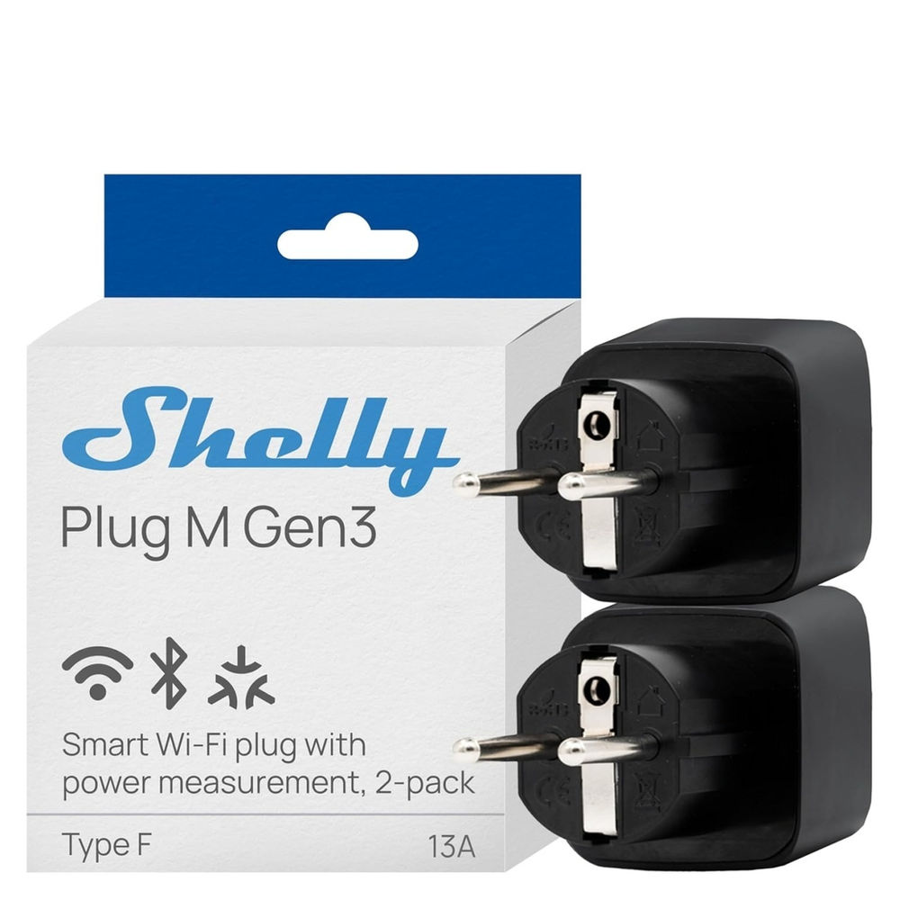Set de 2 prize inteligente Shelly Plug M Gen3, 16A (negru)