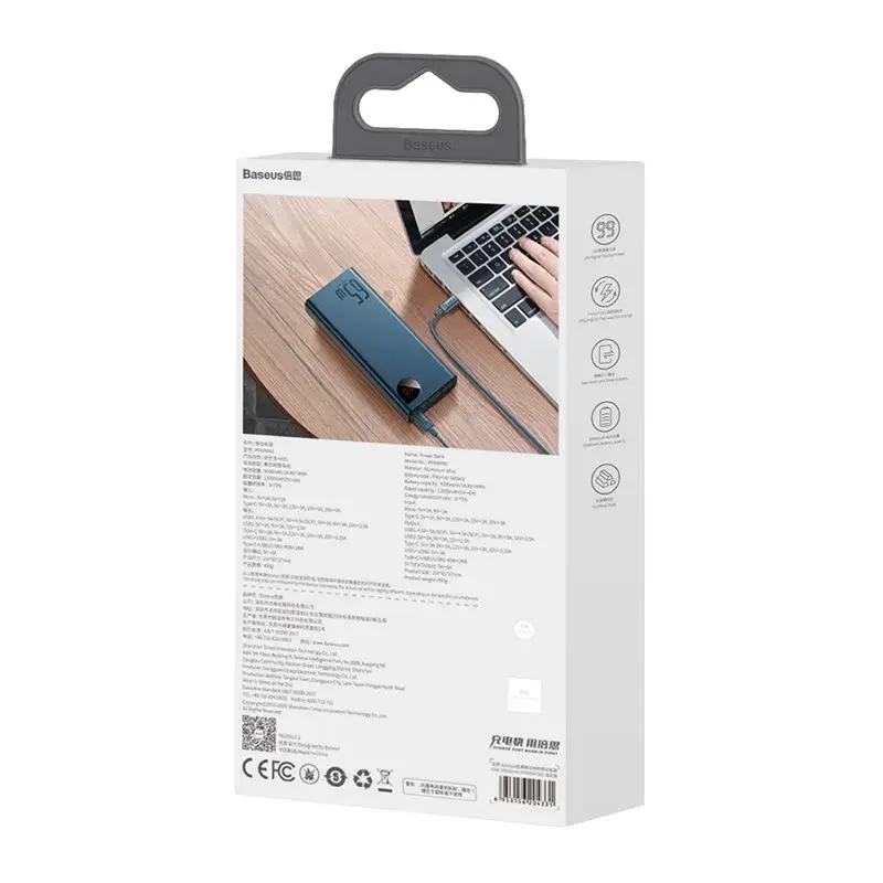 Indexkép: Powerbank Baseus Adaman Metal 20000mAh PD QC 3.0 65W 2xUSB + USB-C + micro USB