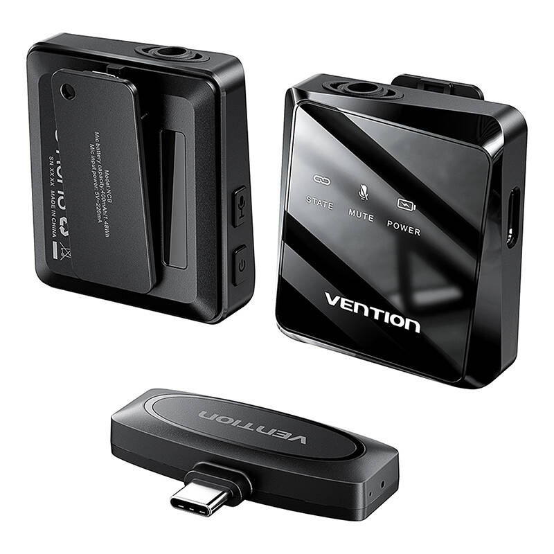 Miniatură: Microfon fără fir x2 Vention NCBB0 USB-C (negru)