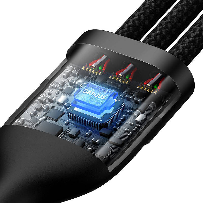 Miniatură: Cablu USB Baseus Flash Series 2, 3-în-1, USB-C + micro USB + Lightning, 100W,