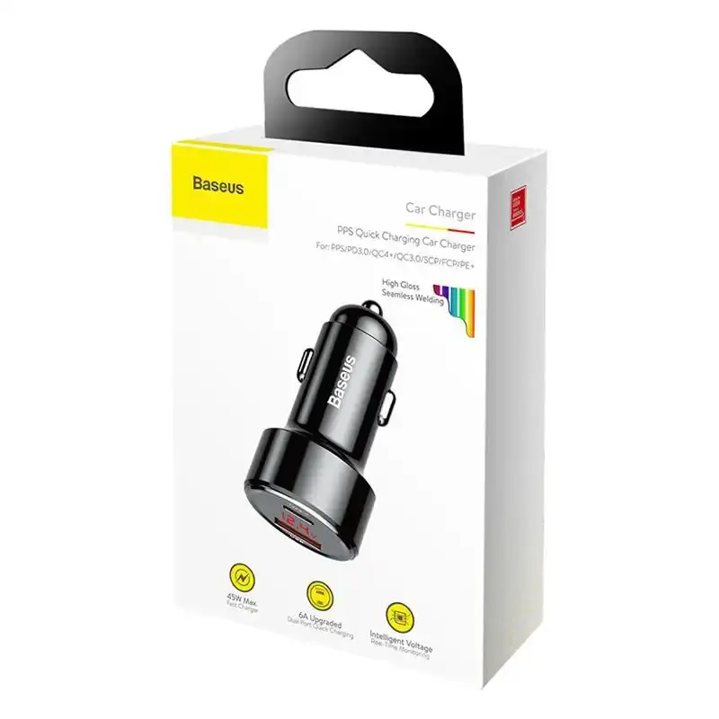 Indexkép: Baseus Magic USB + USB-C QC 4.0 PD 45W încărcător auto (negru)
