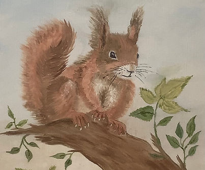 Waldhörnchen Sally (Öl auf Malplatte 30x40 cm)