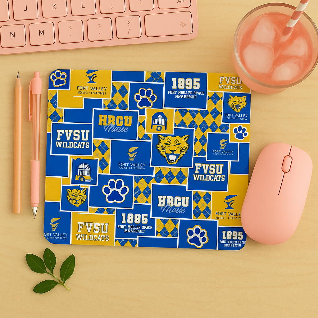 Sewcial Studies: FVSU Edition | Blue & Gold Patchwork Mousepad