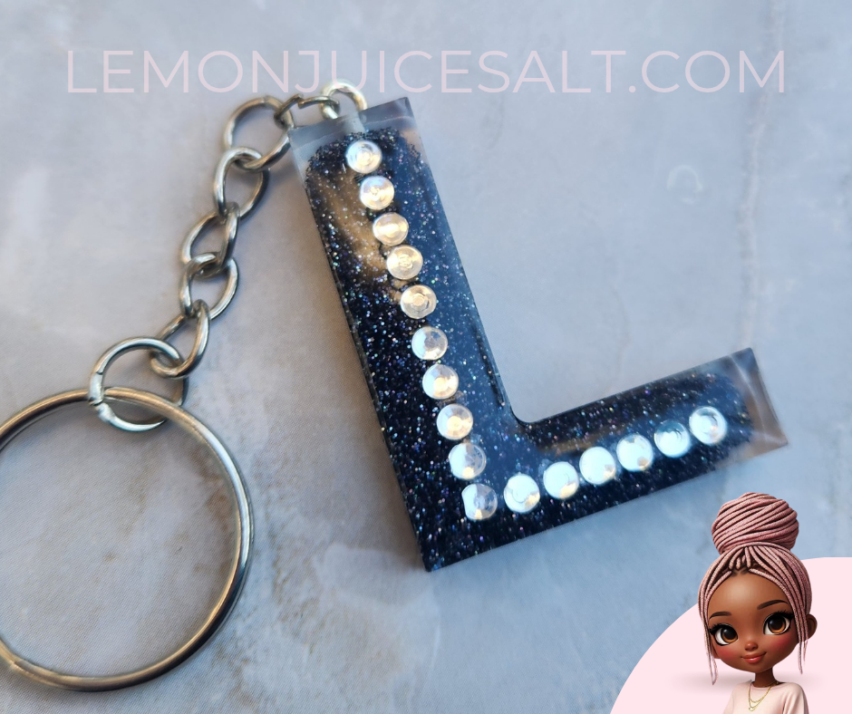 Thumbnail: Keyshine Alphabet | Glitter Grammar Ready to Ship Resin Letter Keychains