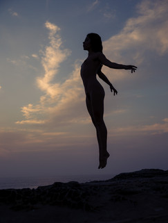 Eva Luna Villalobos flying at sunrise