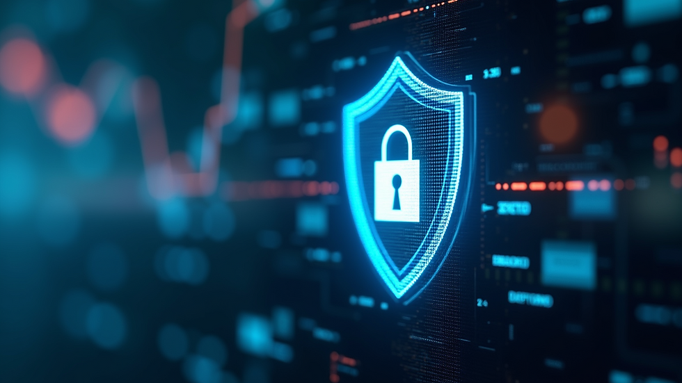 Close-up of a data privacy protection shield symbolizing security