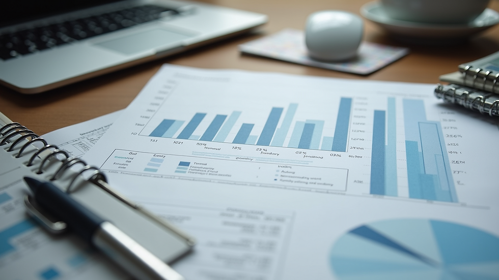 High angle view of financial investment documents on a table