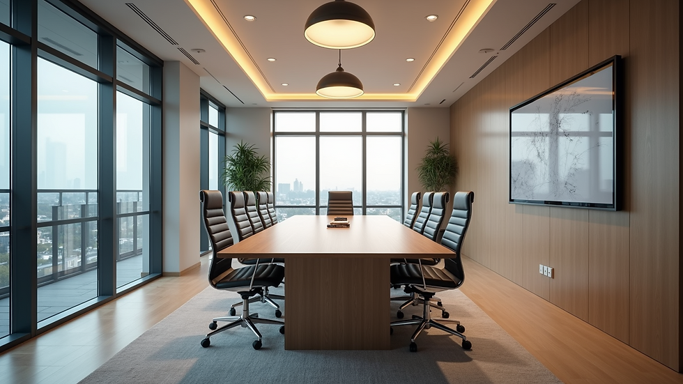 High angle view of a modern office meeting room