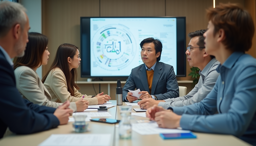 Close-up view of a planner with marketing goals written on sticky notes