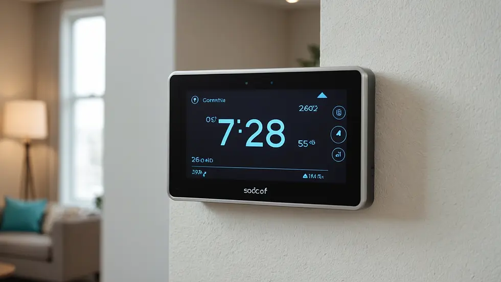 Close-up view of a modern smart thermostat display
