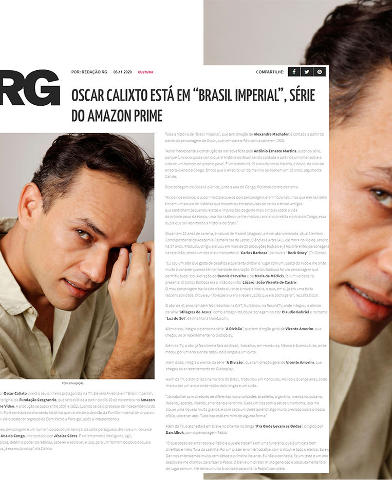 Oscar Calixto está em "Brasil Imperial", série da Amazon Prime