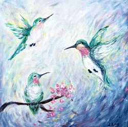 'Dance of the Hummingbirds' - Acrylic on Canvas (10"x 10")