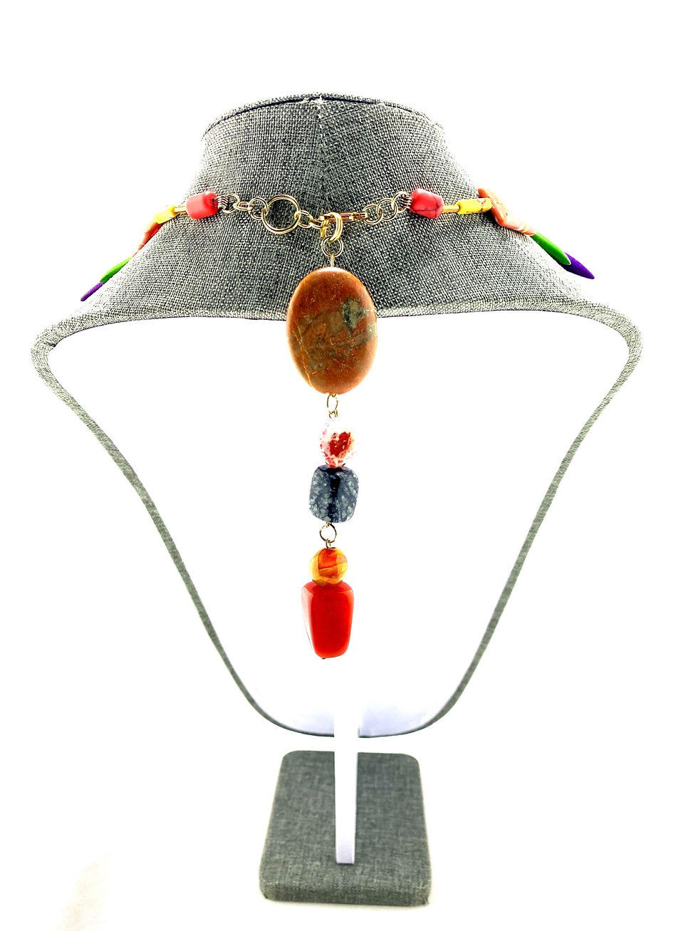 Thumbnail: Agate, Coral & Jade Nacklace 