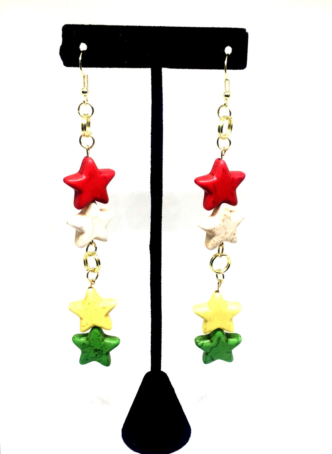 Multicolor Dyed Turquoise Star Earrings
