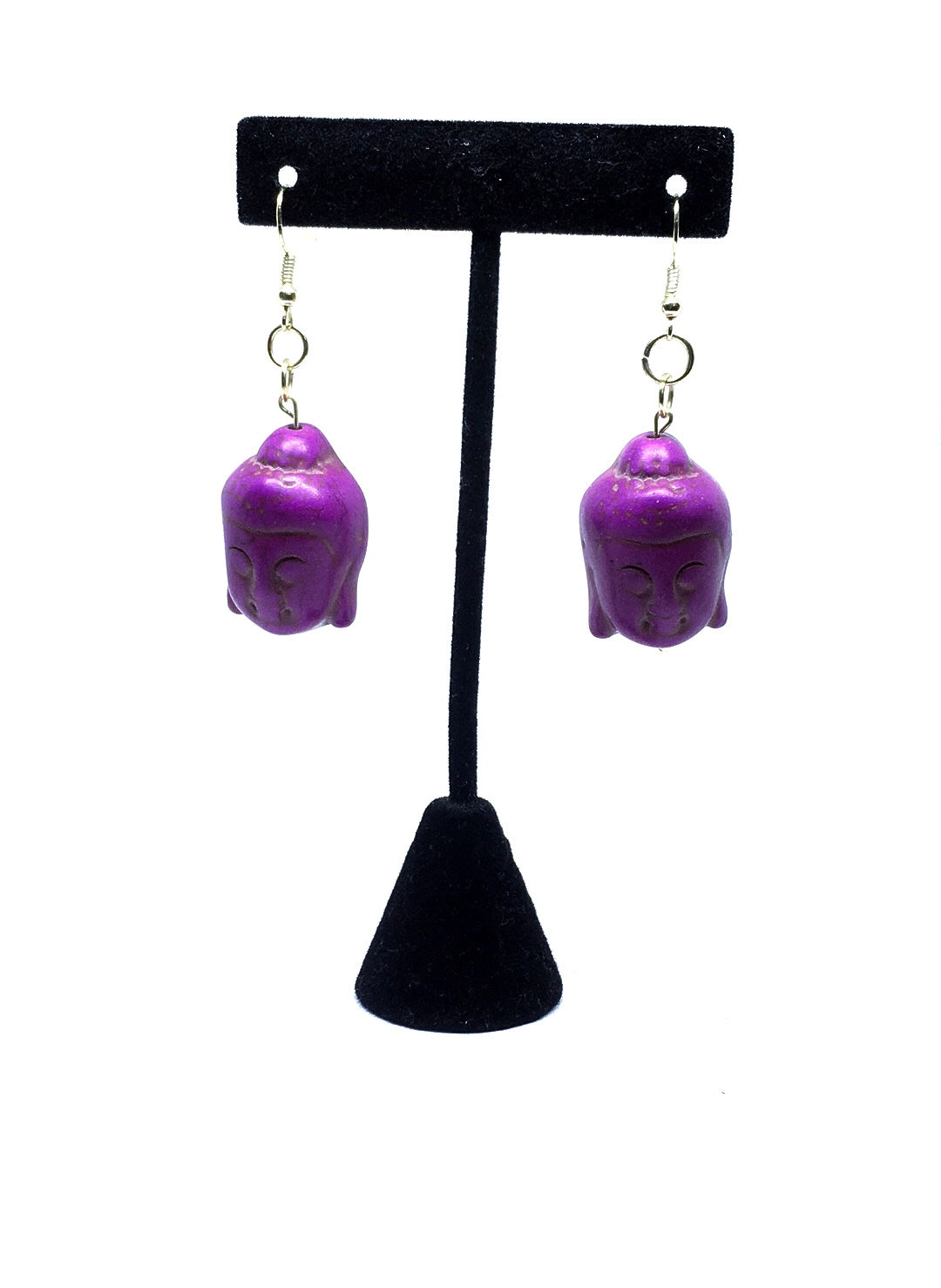 Purple Buddha Dyed Turquoise Earrings 