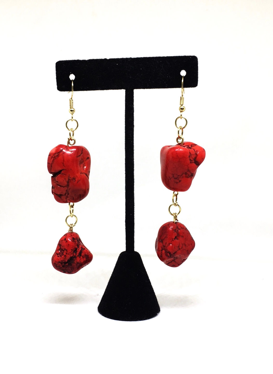 Red Turquoise Stone Earrings