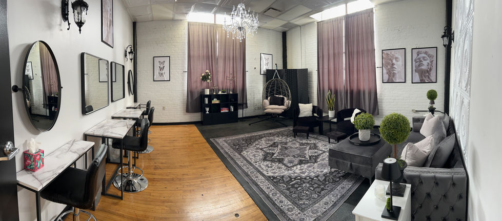 venue seating in hair and makeup room