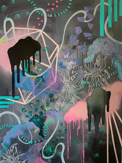 Mixed Media on Canvas "The world is ending and the aliens are coming!"