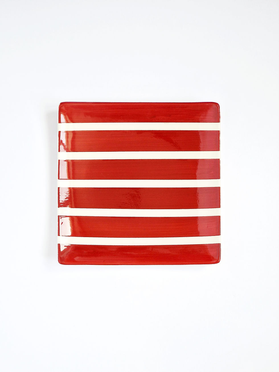 Miniature : Assiette en rayures rouge