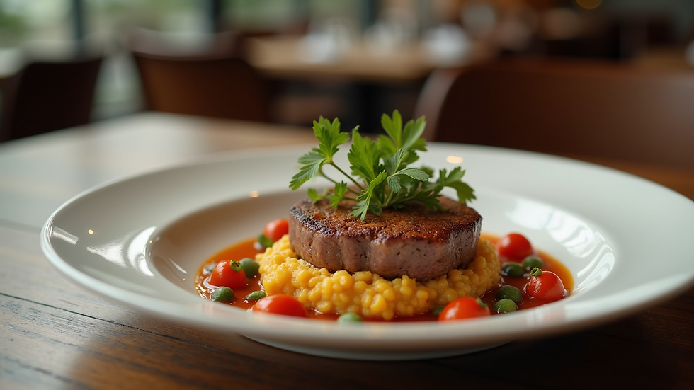 Close-up view of a plate of gourmet food