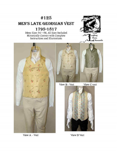 125 Men's Vest Regency Georgian 1795-1817 Laughing Moon Mercantile  Laughing Moon Merc