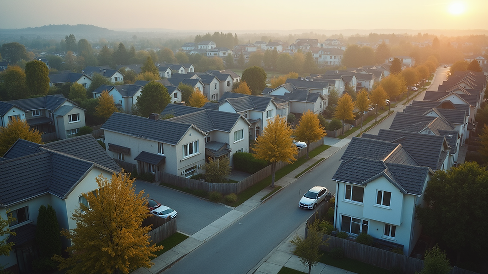 High angle view of a modern residential neighborhood