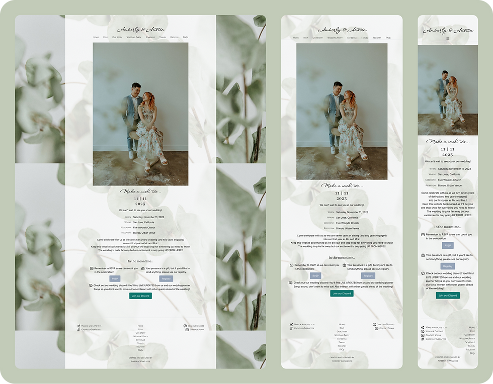 Wedding website homepage
