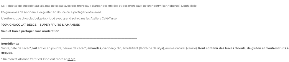 Miniature : tablette lait amande et cramberry