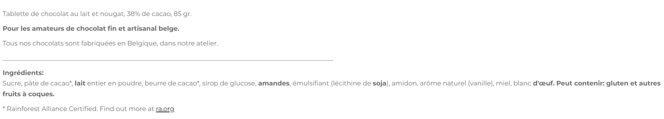 Miniature : tablette lait nougat