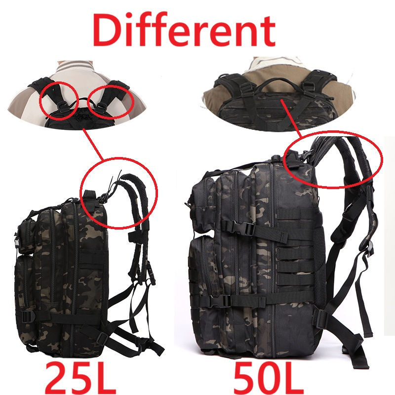 Miniatura: 25L/50L Mochila Tática Resistente em Nylon Impermeável para Esportes, Trekking, 
