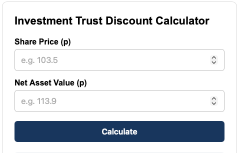 Our investment trust discount calculator, free to use