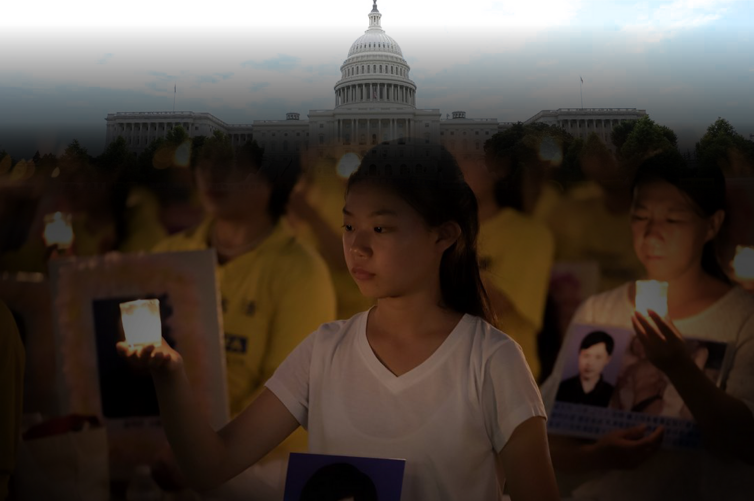Candlelight vigil scene representing solidarity, human dignity, and the fight against persecution.