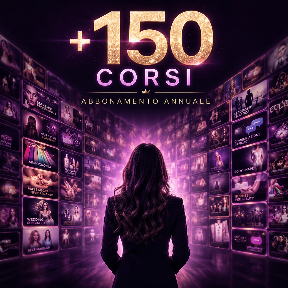 Abbonamento annuale Corsiamo Academy con oltre 150 corsi online di estetica, beauty, benessere, marketing e crescita professi