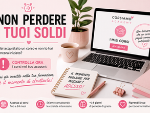 Accesso ai corsi online Corsiamo Academy: verifica dei corsi acquistati e controllo della durata dell'accesso alla piattaforma formativa.