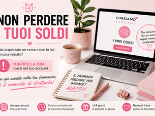Accesso ai corsi online Corsiamo Academy: verifica dei corsi acquistati e controllo della durata dell'accesso alla piattaforma formativa.