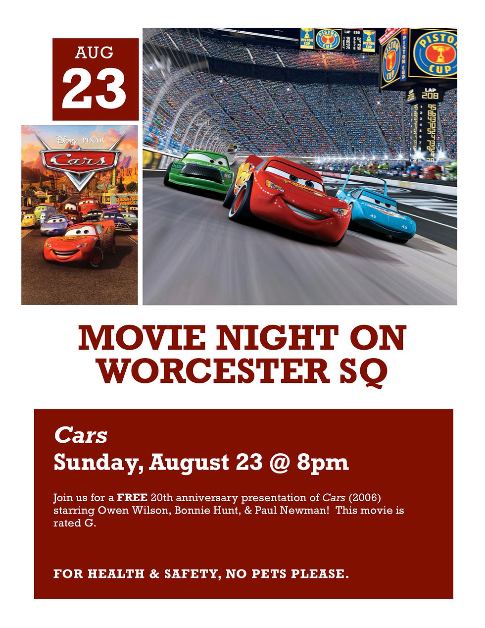 Movie in the Square, Disney’s “Cars”