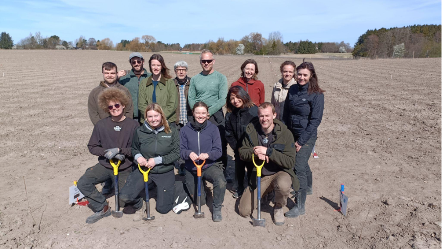 Happy accomplished smiles. Pictured: lower row- planter team; above row: soil team.