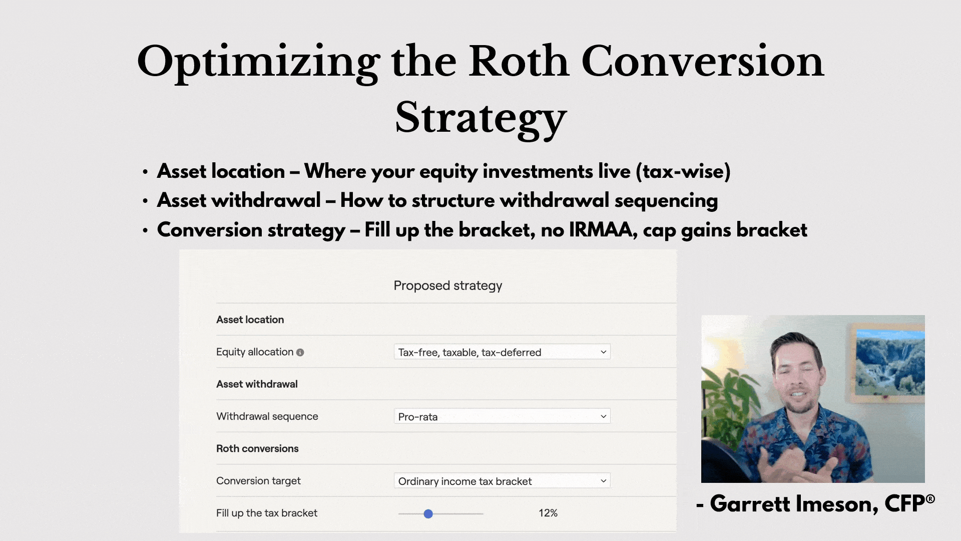 Optimizing the Roth conversion strategy webinar slide