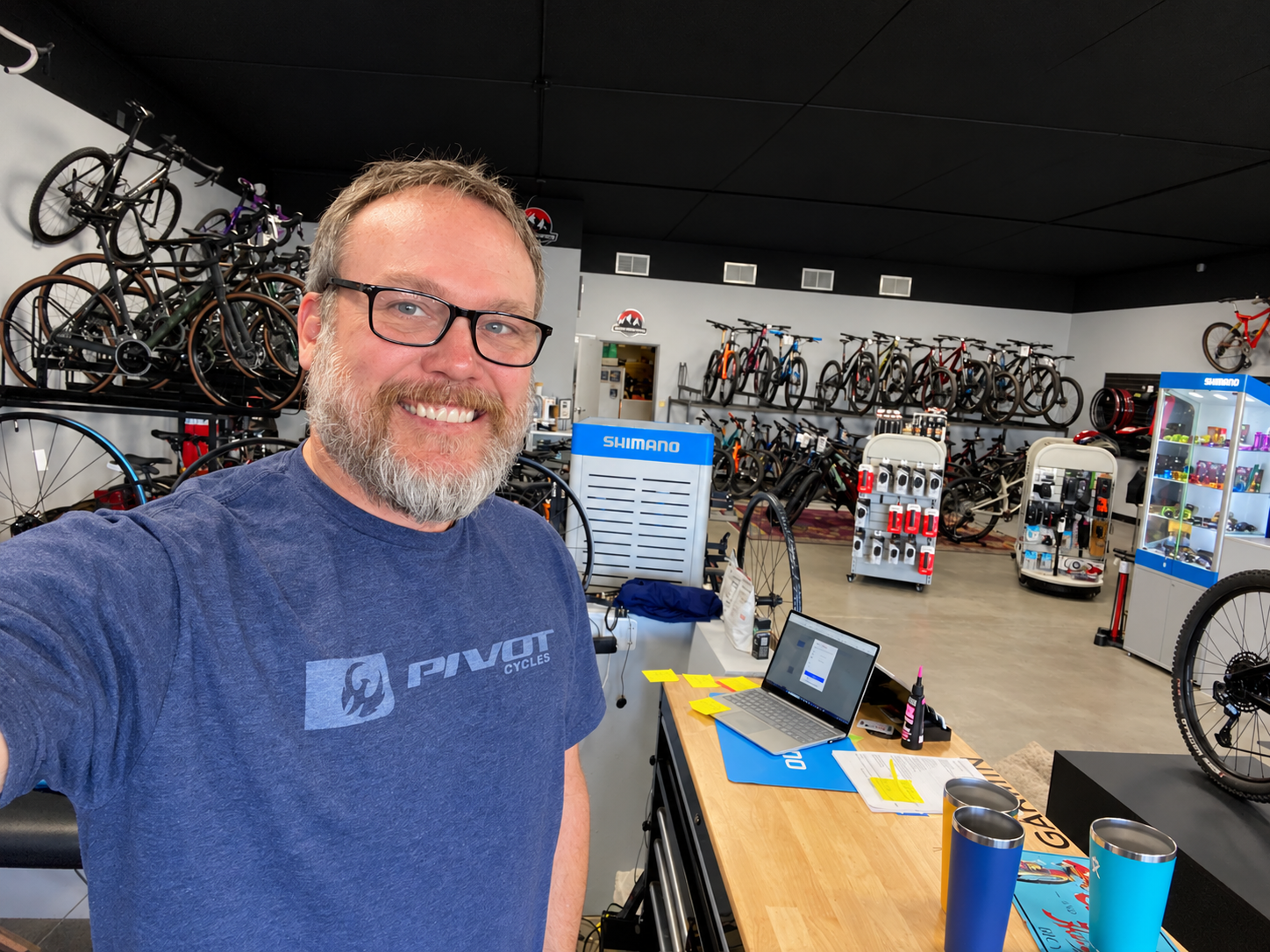 Tyler at the bike shop