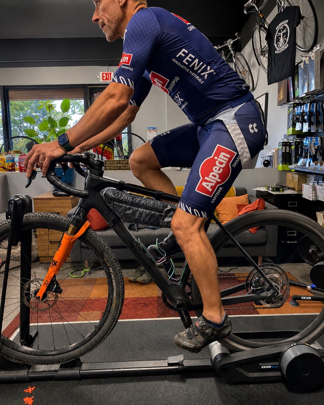 Road cycling on the trainer