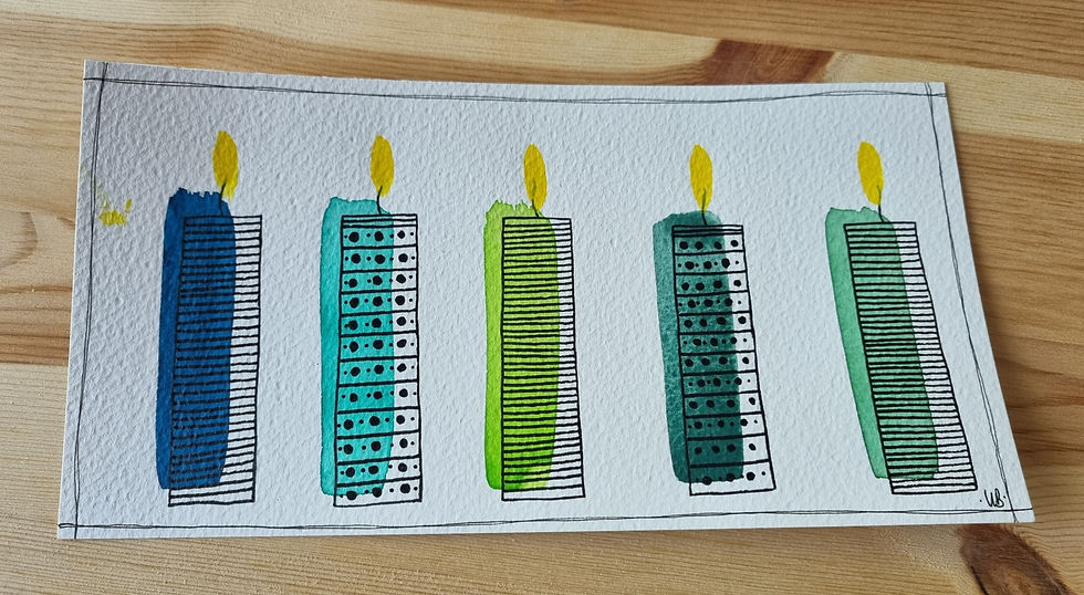 Miniaturbild: Doppelkarte Kerzen grün