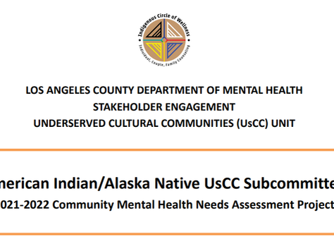 American Indian/Alaska Native UsCC Subcommittee 2021-2022 Community Mental Health Needs Assessment Project Summary