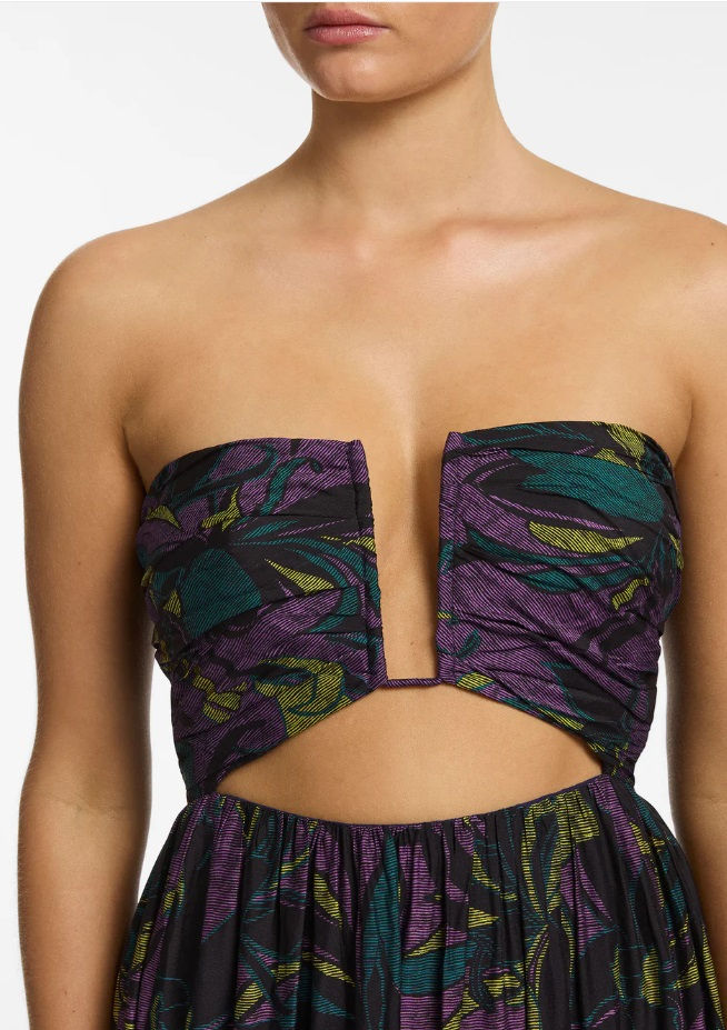 Thumbnail: JETS MIDNIGHT TROPICAL CUT OUT STRAPLESS DRESS
