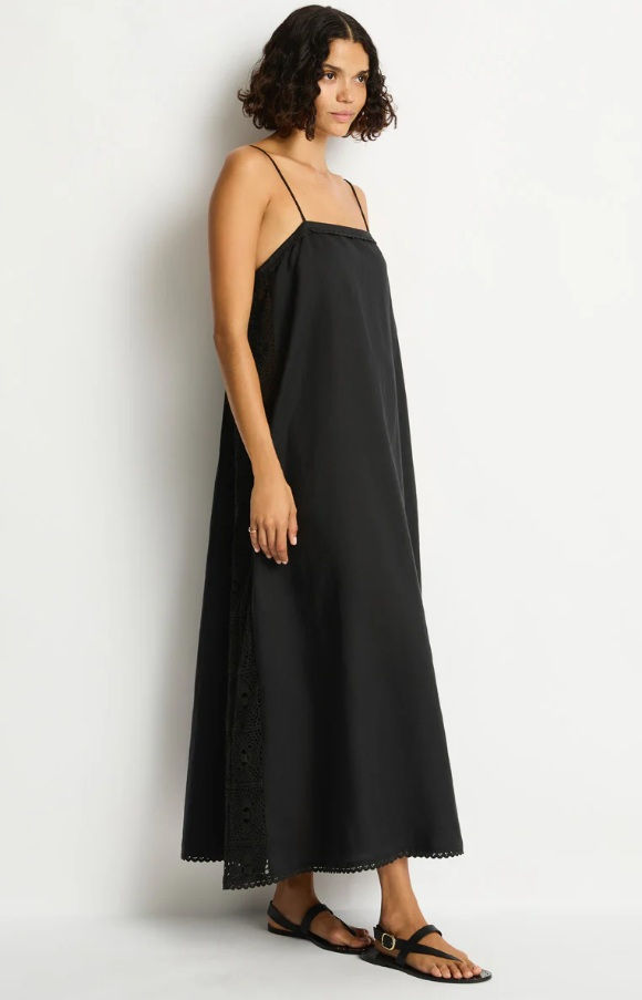 Thumbnail: SEALEVEL SHORE LINEN PANELED BANDEAU LACE MAXI DRESS
