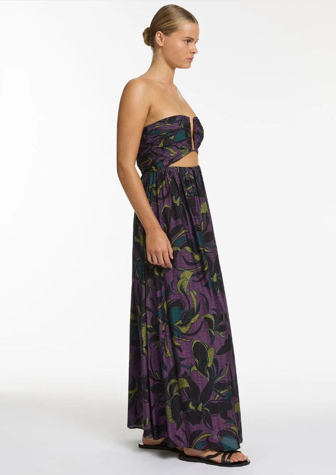 Thumbnail: JETS MIDNIGHT TROPICAL CUT OUT STRAPLESS DRESS