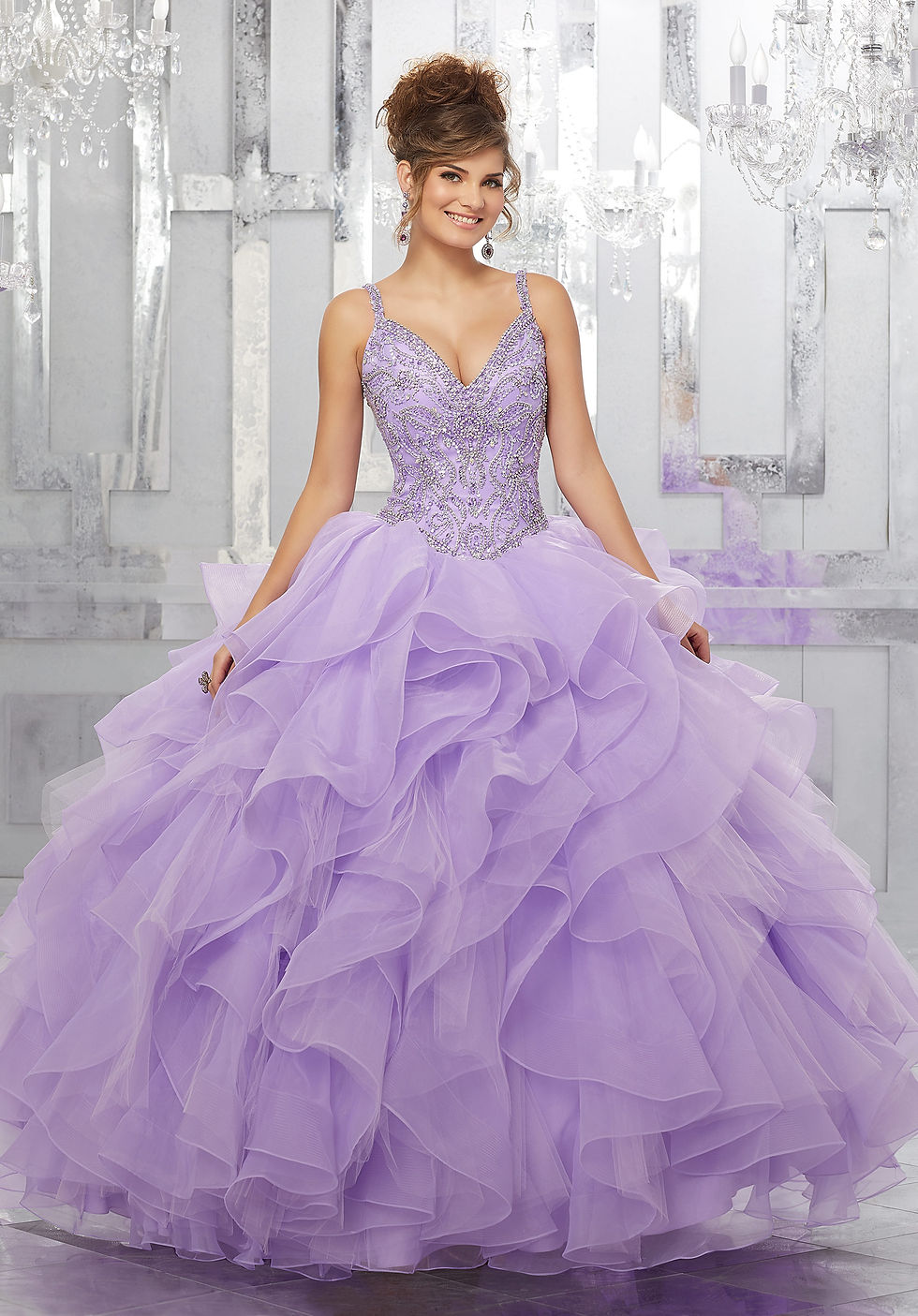 Miniaturbild: Ausgefallenes Prinzessin Brautkleid Ballkleider in Farbe flieder lila