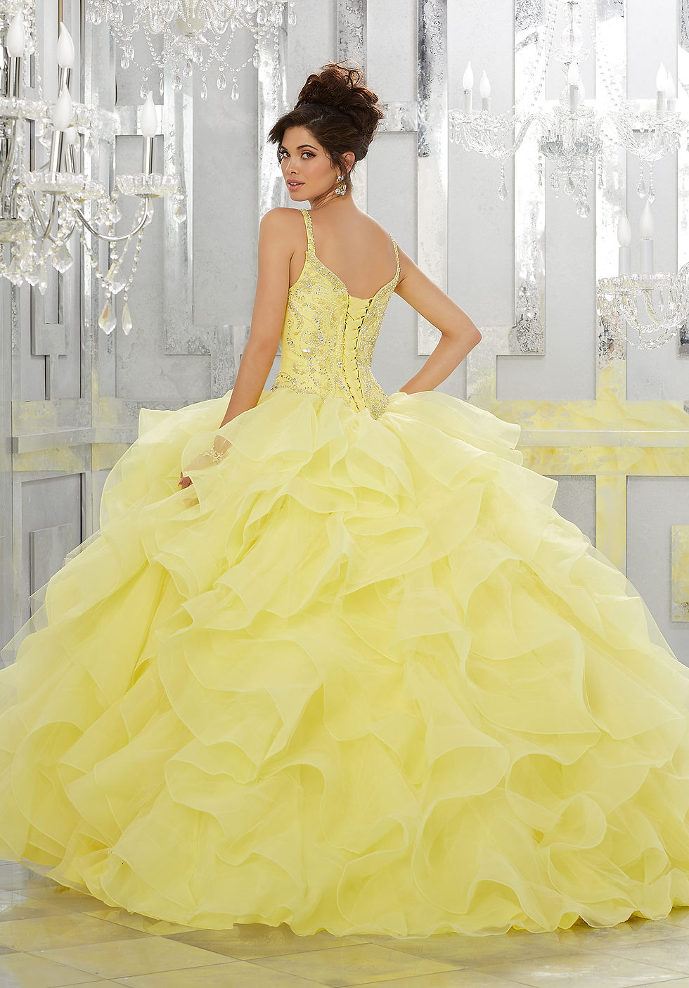 Miniaturbild: Ausgefallenes Prinzessin Brautkleid Ballkleider in Farbe Zitronengelb